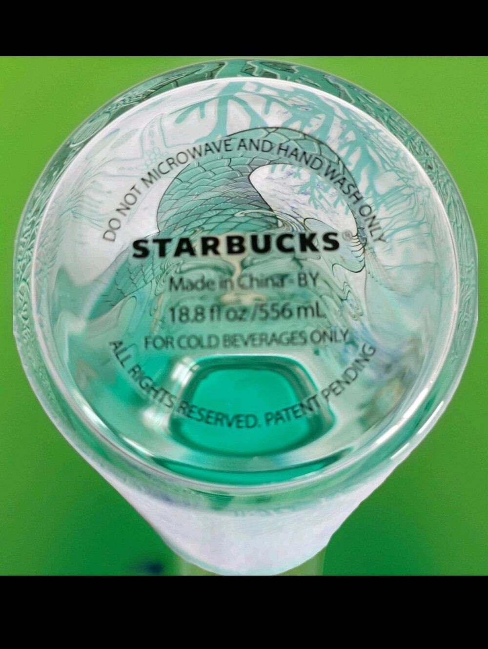 NWOT "Vtg"Starbucks agua glass water btl swimming siren. Irid ss and plastic lid - Picture 3 of 7